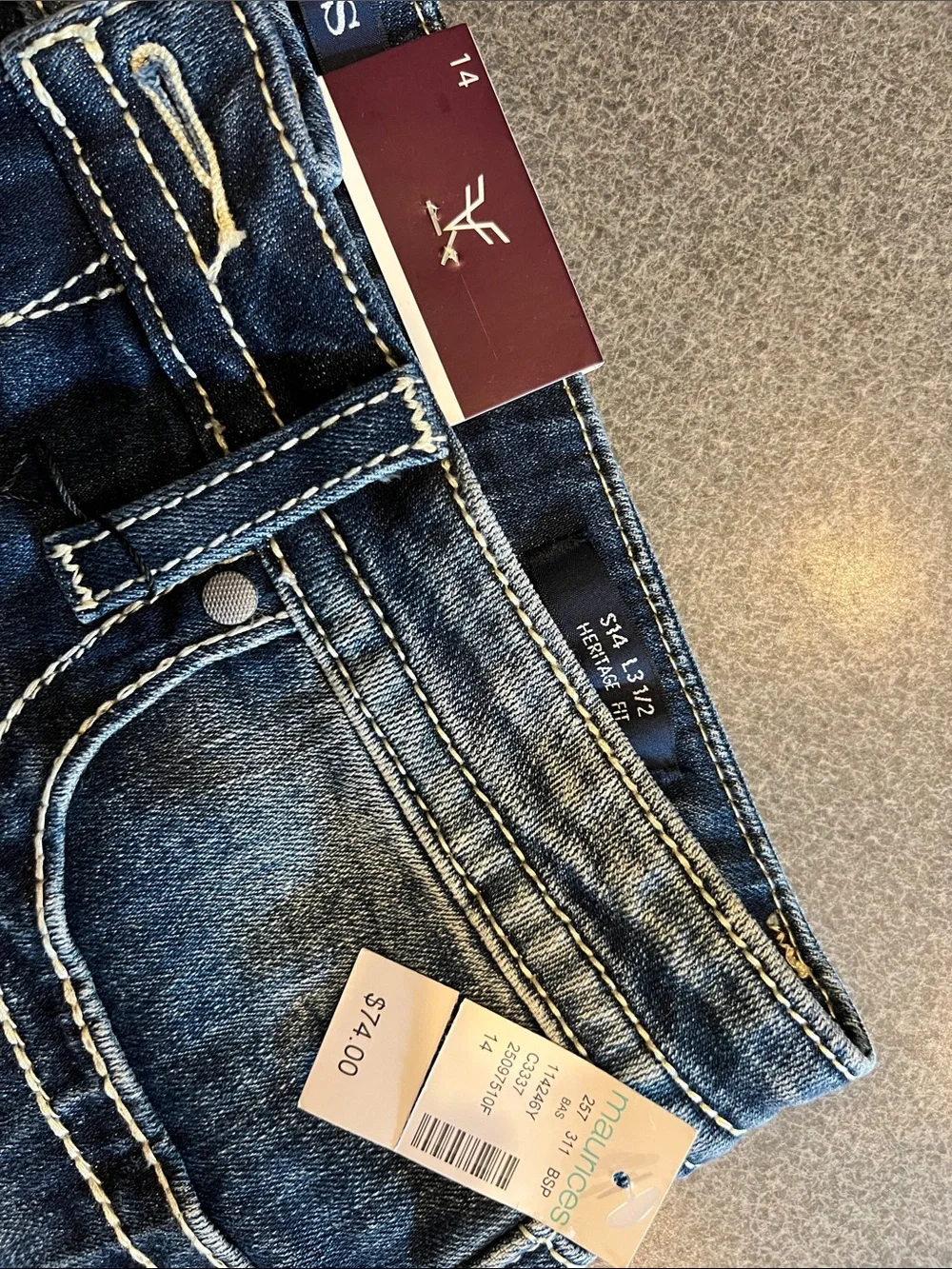 NWT Vigoss Blue Denim Cutoff Shorts with Flag Pocket Embroidery